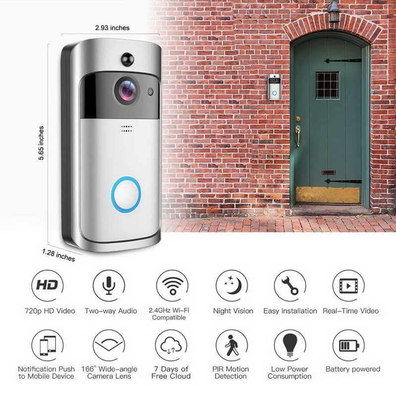 Wireless Doorbell APP Control Smart Visual Recording Two Way Audio Doorbell HD 720p Wireless WiFi Night Vision Intercom Camera